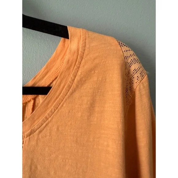 Women's Sundance Light Orange Embroidery Lace Insert Long Sleeve Top Size XLarge - Picture 6 of 12